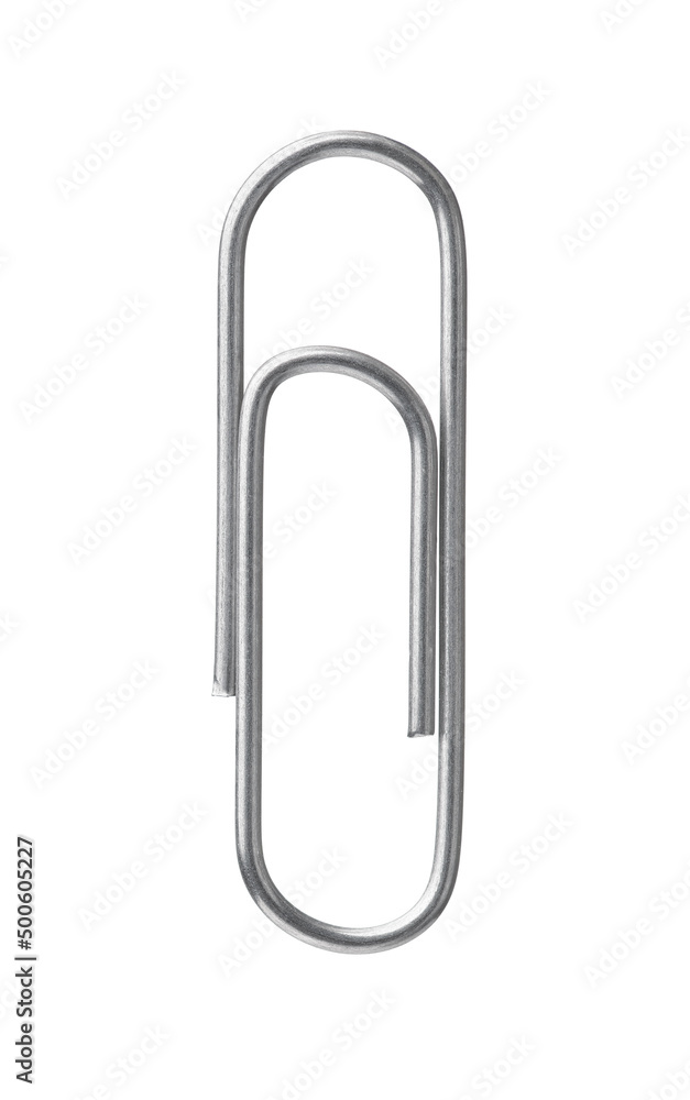 Front view of single steel paper clip Front view of single steel paper clip