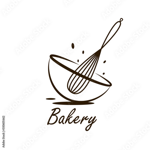 Bakery logo design. Bakery sign vector. Whisk logo design.