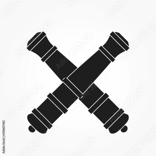 Canvas Print two crossed cannon barrels icon