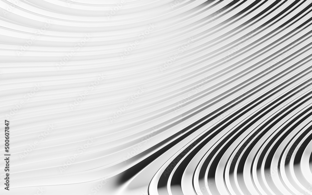 Obraz premium Reflective metallic black and white wavy abstract background. Black and white wavy abstract background
