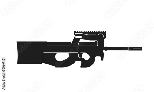 submachine gun fn ps90. weapon and army symbol. isolated vector image for military web design