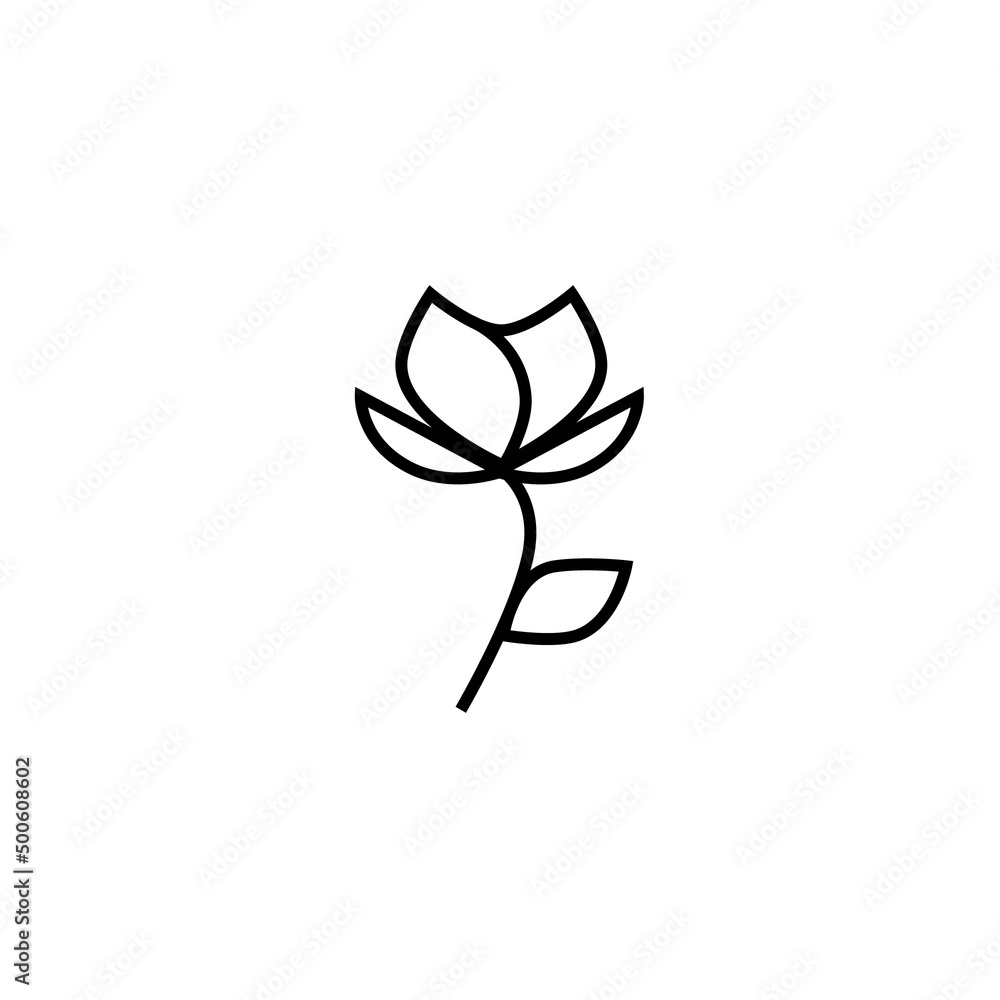 Flower outline logo feminine decoration design elements, beauty elegant