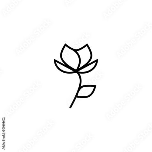 Flower outline logo feminine decoration design elements, beauty elegant logo design. Isolated on white, illustration.