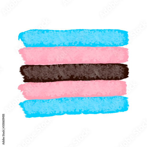 black transgender flag - artisitic hand drawn paint textured vector illustration. Black Trans Flag background template, symbol of LGBTQ community.