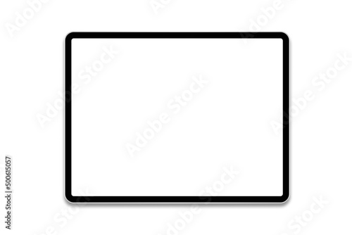 Tablet pc with empty white screen isolated on white background