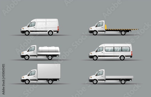 Photo A set of images of a modern light duty truck with different body options