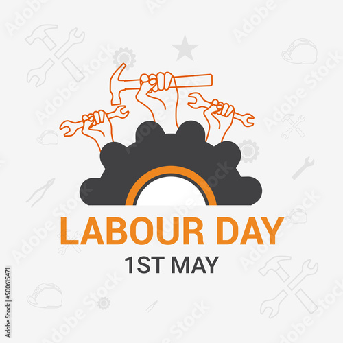 Celebrating labor day illustration with Hand grabbing a wrench