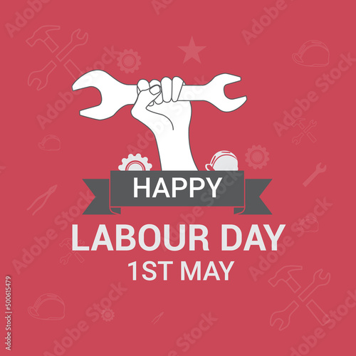 International labor day illustration with Hand grabbing a wrench