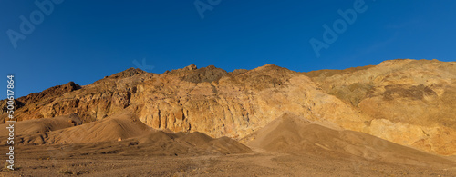 Panoramic view of sandstone hills near Furnace creek in death valley national park. photo