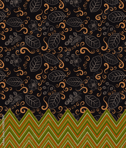 traditional batik pattern simpor leaves for textile, Indonesian Bangka Belitung fabric motif.