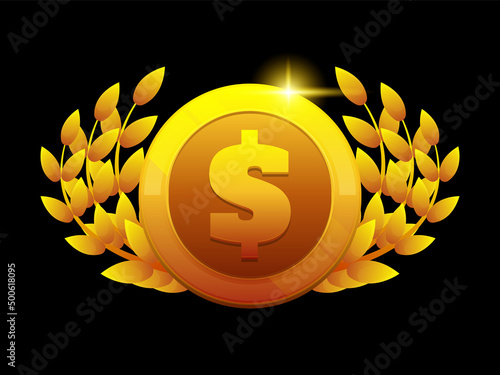 coin dolar illustration with gold color