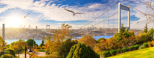 Beautiful panorama of Istanbul and the Second Bosphorus Bridge, Turkey photo