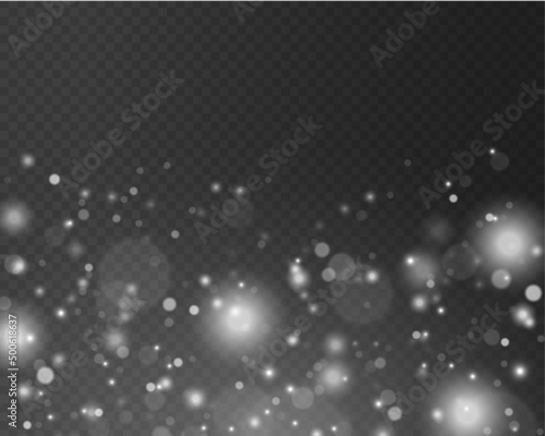 White dust or snow  lights stars  sparkles  bokeh