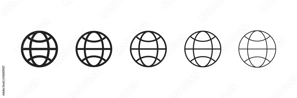 Web site icons. Internet connection icons. www concept. Simple line globe illustration. 10 eps