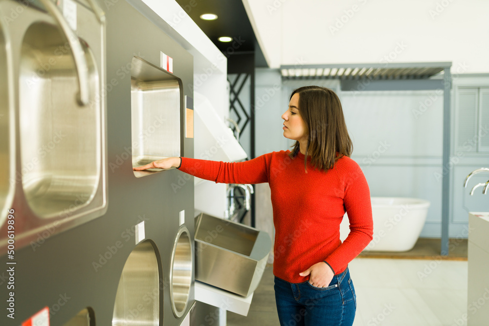 Caucasian client buying a new sink Caucasian client buying a new sink