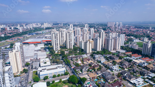 Aerial view of Sao Jose dos Campos, Sao Paulo, Brazil. Ulysses Guimaraes Square. With residential buildings in the background © Pedro