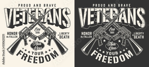 Veterans military monochrome flyer vintage