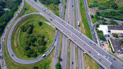 Aerial view of Sao Jose dos Campos, Sao Paulo, Brazil. View of the road interconnection.