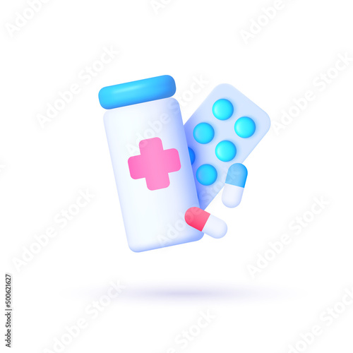 3d icon with pharmacy 3d on transparent background for web design. Pharmacy concept. 3d realistic minimal vector. Vector design