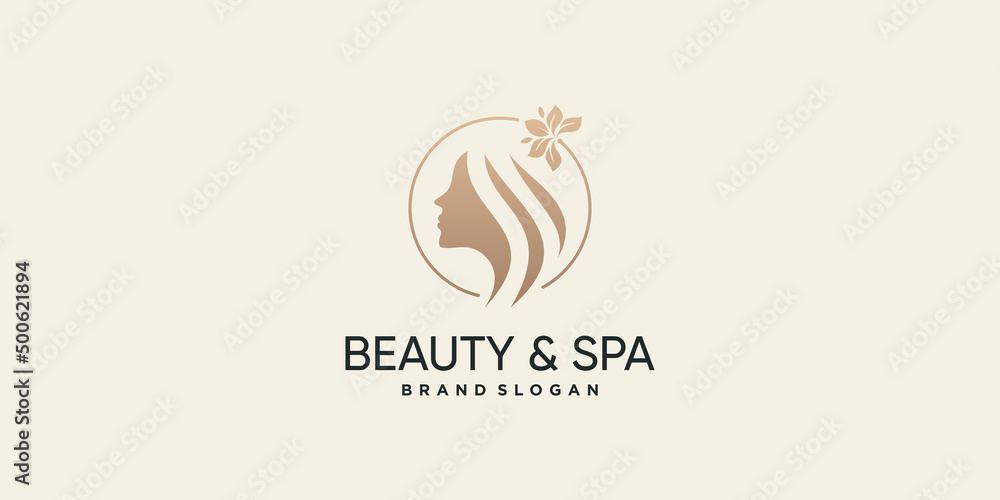 Beauty logo design with creative abstract concept Premium Vector