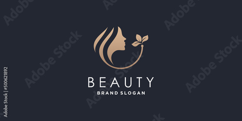 Beauty logo design with creative abstract concept Premium Vector
