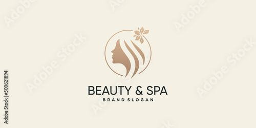 Beauty logo design with creative abstract concept Premium Vector