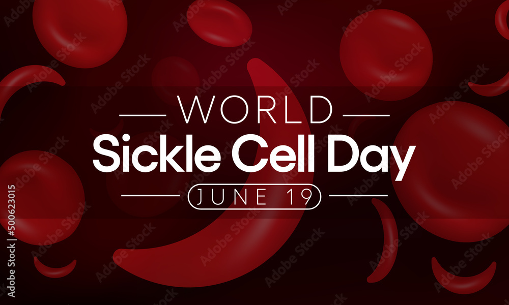 Naklejka premium World Sickle cell day is observed every year on June 19, it is an inherited red blood cell disorder in which there are not enough healthy cells to carry oxygen throughout the body. Vector illustration