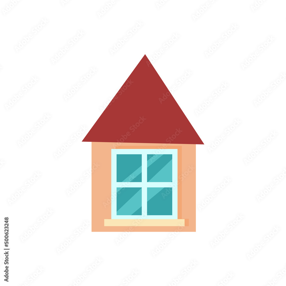 Attic window. Interior element. Part of the facade of the house. Window