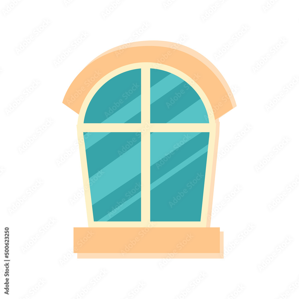 Attic window. Interior element. Part of the facade of the house. Window