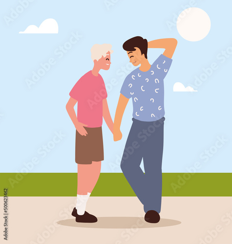 gay couple walking in street