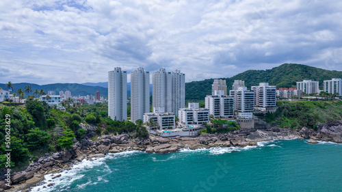 Aerial view of Enseada beach in Guarujá, Brazil. © Pedro