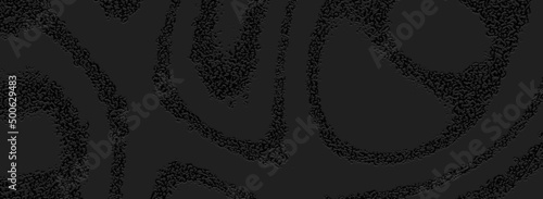 Original banner, geometric abstract 3d pattern, vintage embossed black background, unique grunge texture. Topical design solution for brochure, catalogue, book, poster, flyer, invitation.