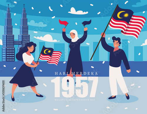 people celebrating hari merdeka festive