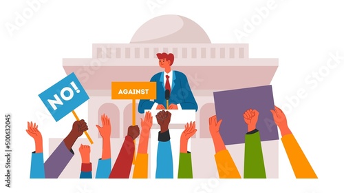People on demonstration against politics vector