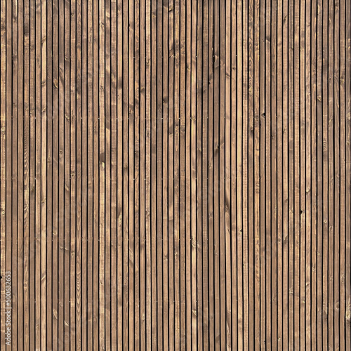 Wooden decorative screwed facade of the building  wooden planks. Pattern or texture
