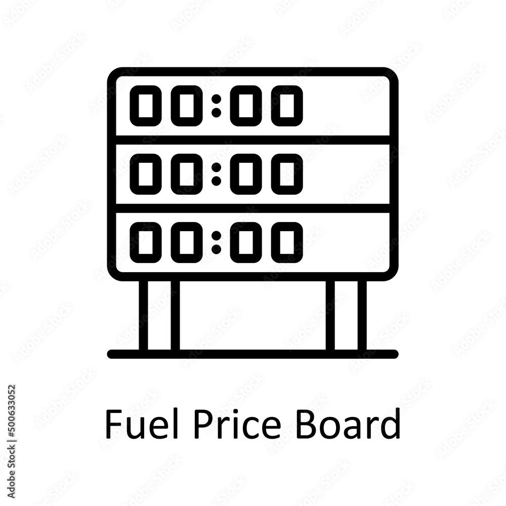 Fuel Price Board vector outline icon for web isolated on white background EPS 10 file Fuel Price Board vector outline icon for web isolated on white background EPS 10 file