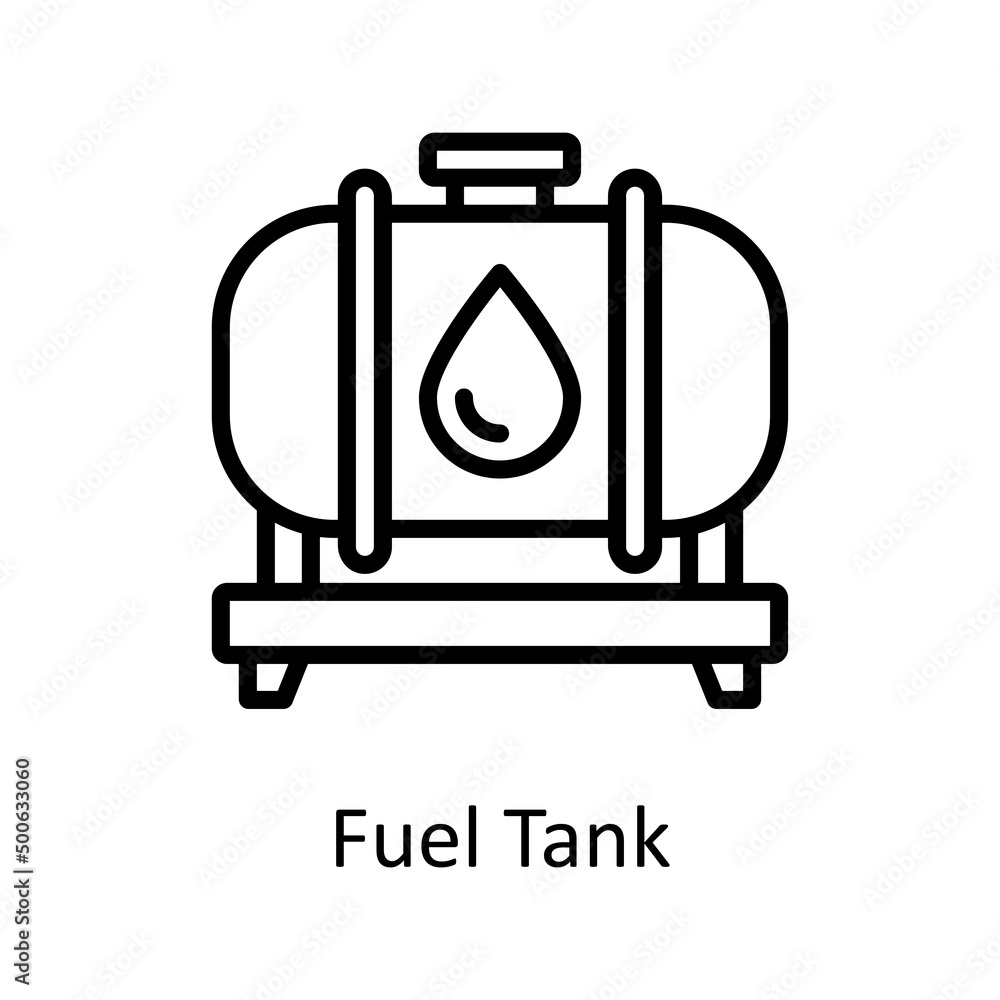 Fuel Tank vector outline icon for web isolated on white background EPS 10 file