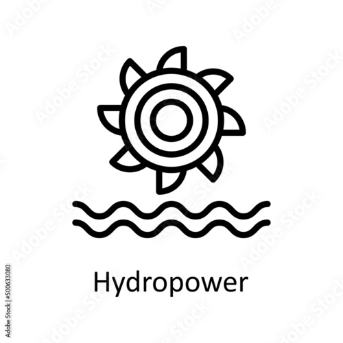 Hydropower vector outline icon for web isolated on white background EPS 10 file