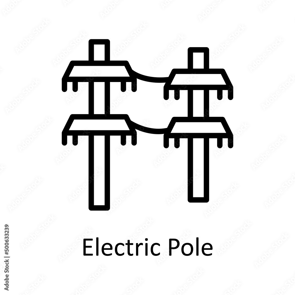 Electric Pole vector outline icon for web isolated on white background EPS 10 file Electric Pole vector outline icon for web isolated on white background EPS 10 file
