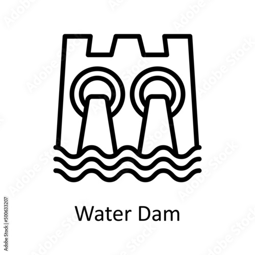 Water Dam vector outline icon for web isolated on white background EPS 10 file