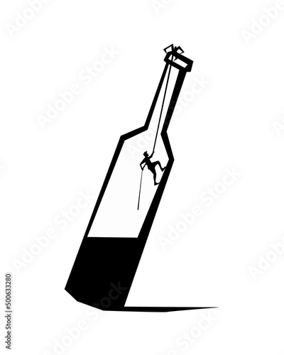 Getting rid of alcohol addiction allegorical vector illustration