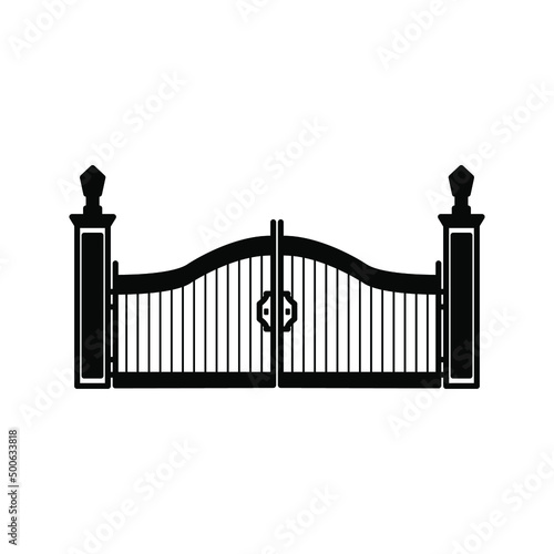 gate sign. Gate or fence icon color editable