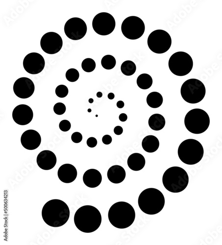 Dotted spiral structure. Spiral is designed with black circles.