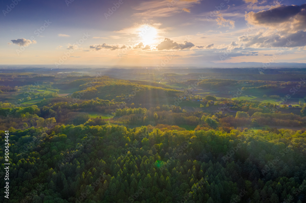 Beautiful Bilogora in sunset near village Maglenca