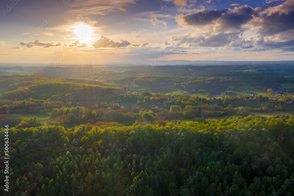 Fototapeta premium Beautiful Bilogora in sunset near village Maglenca