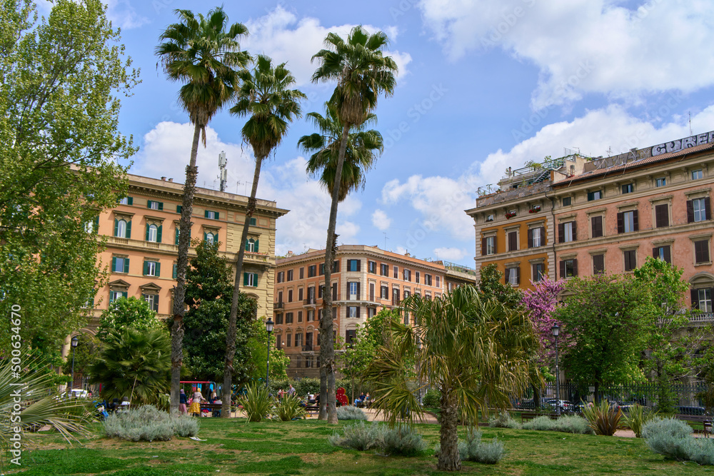 Piazza Vittorio Emanuele II in the spring, Rome
