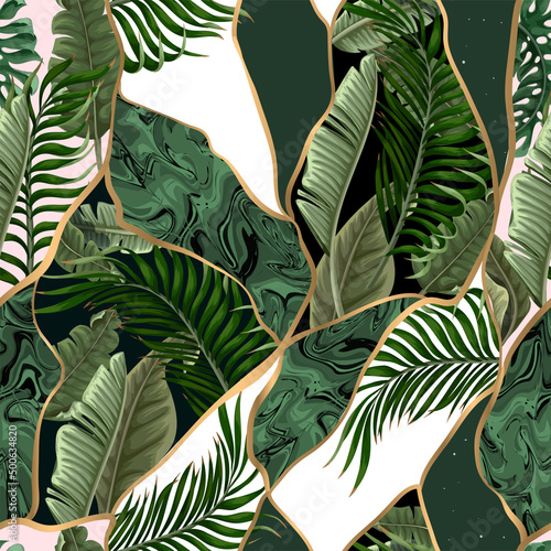 Wallpaper Mural Seamless pattern in kintsugi style. Broken porchelain glued with gold. Torontodigital.ca