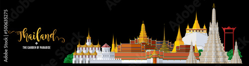 Thailand travel concept The Most Beautiful Places To Visit In Thailand in flat style.