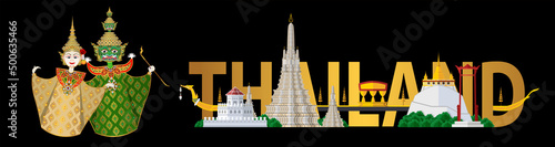 Thailand travel concept The Most Beautiful Places To Visit In Thailand in flat style.