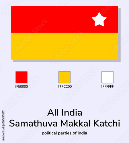 Vector Illustration of All India Samathuva Makkal Katchi flag isolated on light blue background. As close as possible to the original. ready to use, easy to edit.